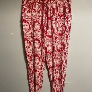 Roma Red and White Patterned Joggers